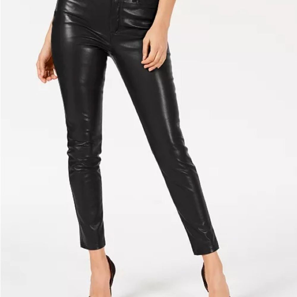 Guess Women's Faux Leather Pants Trousers Festival Rave Preppy Black Size M